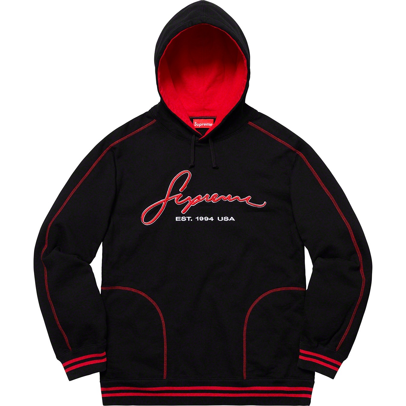 Contrast Embroidered Hooded Sweatshirt view 3